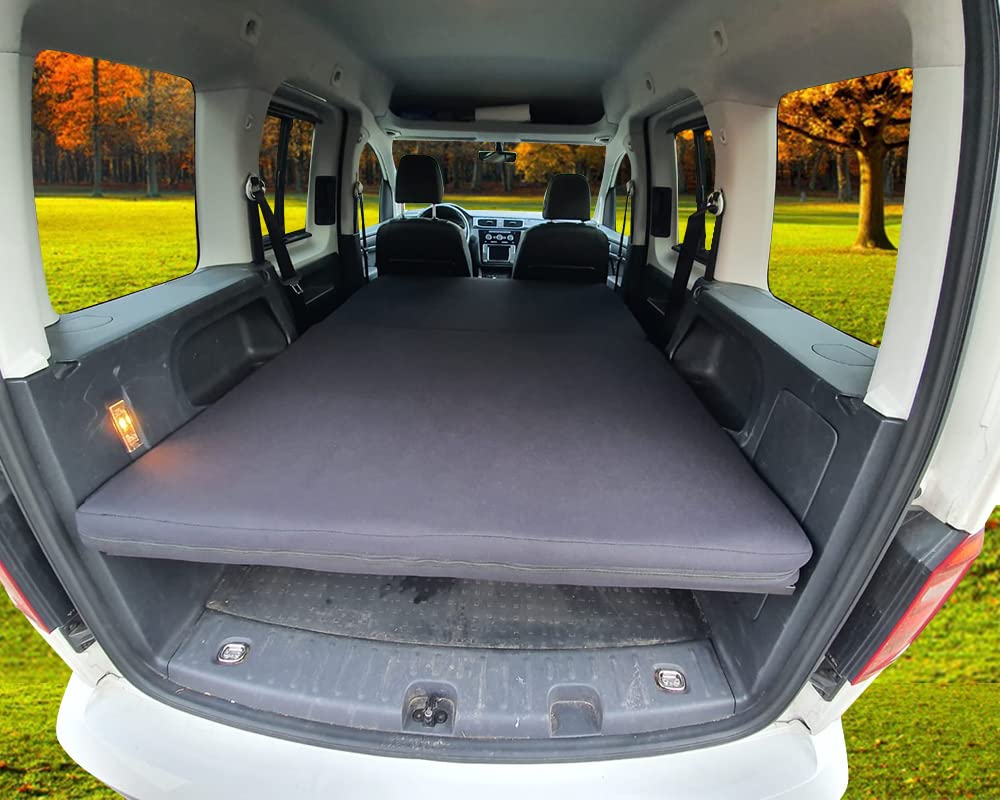 BREMER SITZBEZÜGE Klappmatratze kompatibel mit VW Caddy ab 2003-2022 Bettverlängerung Camping Zubehör Wohnmobilbett Camper Schlafauflage L 180 x B 110 x H 10 cm Kaltschaummatratze Klappsystem von BREMER SITZBEZÜGE