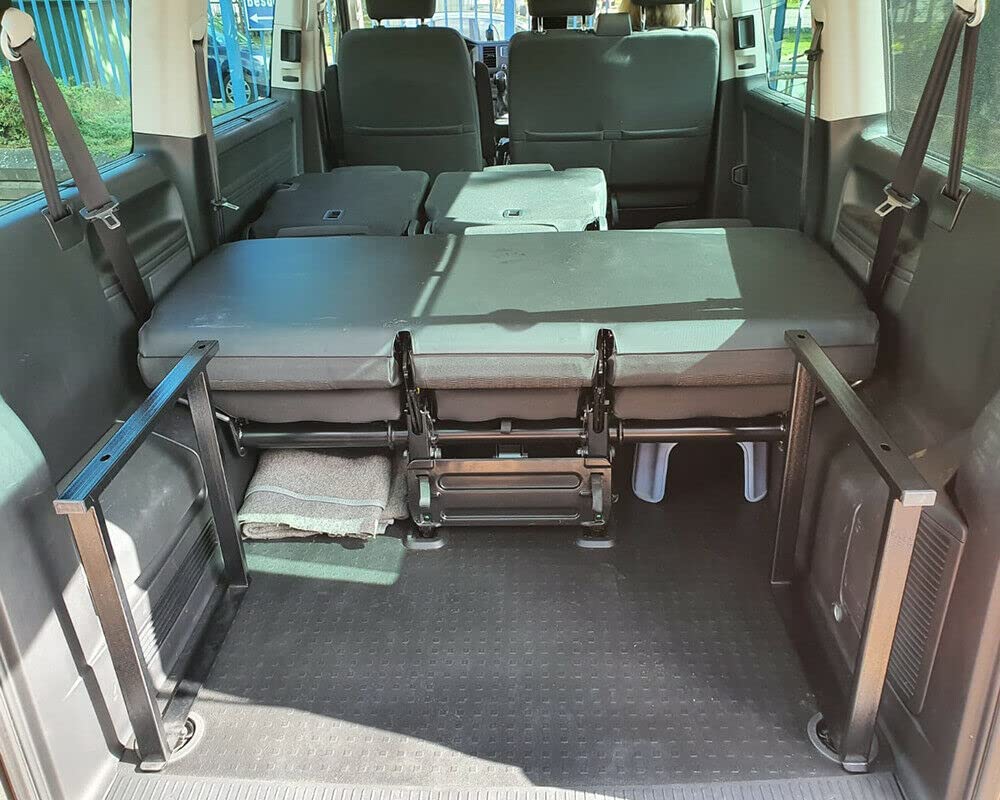 BREMER SITZBEZÜGE Pulverbeschichtete Multiflexboard Konsole kompatibel mit VW T5 T6 T6.1 Transporter Caravelle Schwarze Konsolen / T5 Zubehör / T6 Bettverlängerung/Höhe 51cm / 2 Stück in Schwarz TSP von BREMER SITZBEZÜGE