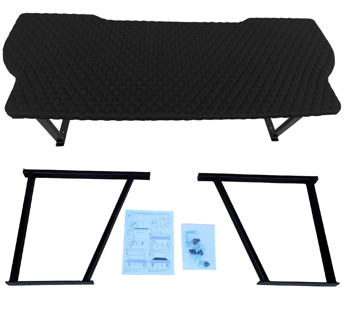 BREMER SITZBEZÜGE Multiflexboard kompatibel mit VW T5 T6 T6.1 Multivan Bettverlängerung Wohnmobilbett Camper Schlafauflage Höhe 51cm inkl. Konsolen in Farbe Schwarz Gestepptes Muster MF404 von BREMER SITZBEZÜGE