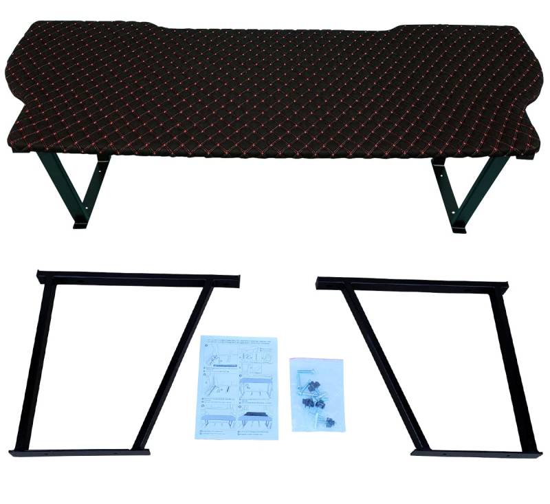 BREMER SITZBEZÜGE Multiflexboard kompatibel mit VW T5 T6 T6.1 Multivan Bettverlängerung Wohnmobilbett Camper Schlafauflage Höhe 51cm inkl. Konsolen in Farbe Schwarz Gestepptes Muster Rot MF402 von BREMER SITZBEZÜGE