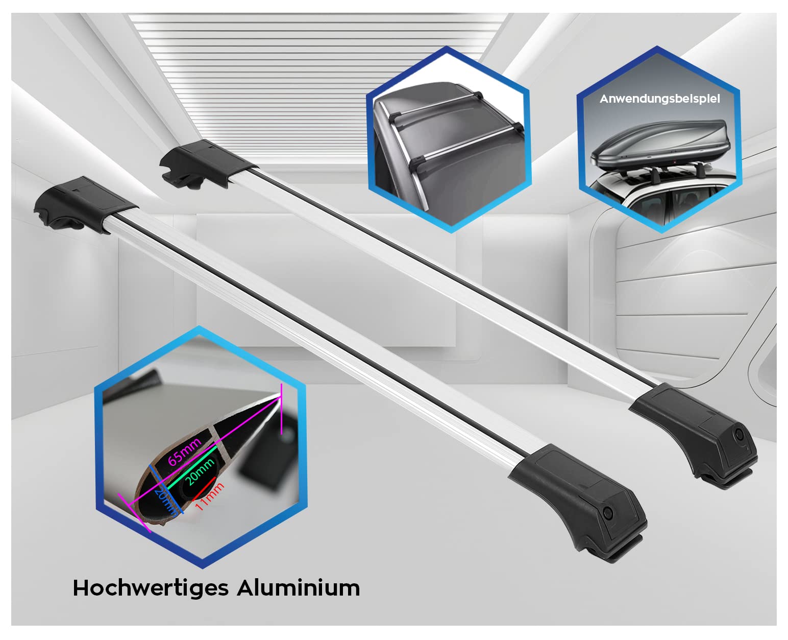 Dachträger Dachgepäckträger Querträger kompatibel mit OEM Dachreling für Skoda Yeti 2009-2017 V1DT-GR von BREMER SITZBEZÜGE