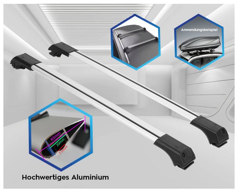 Dachträger Dachgepäckträger Querträger kompatibel mit OEM Dachreling für Skoda Yeti 2009-2017 V1DT-GR von BREMER SITZBEZÜGE