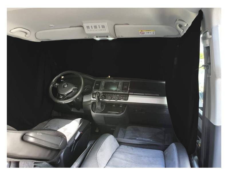 BREMER SITZBEZÜGE Frontscheibe Sonnenschutz Camping Führerhaus Gardinen Vorhang kompatibel mit Ford Tourneo Transit Custom ab 2012-2018 in Schwarz von BREMER SITZBEZÜGE