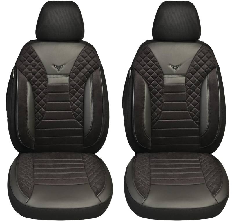 BREMER SITZBEZÜGE Maß Auto Schonbezüge kompatibel mit Volvo S60 V60 2.Gen. Fahrer & Beifahrer Set ab 2010-2018 / Auto Schonbezug Velour Kunstleder Set 2er Pack in Schwarz (PS803) von BREMER SITZBEZÜGE