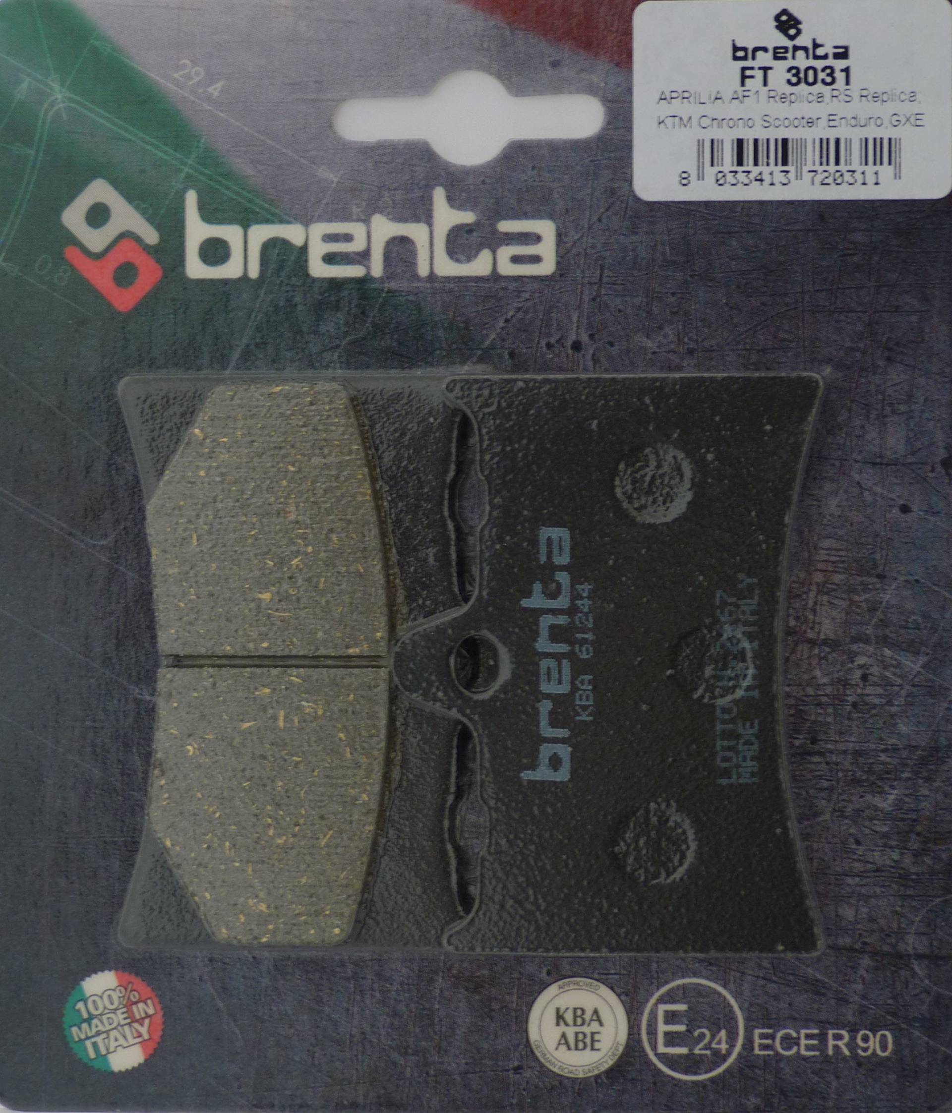 Brenta Bremsbeläge Organische Motorrad für Alfer, Aprilia, ATK (USA), Benelli, Gilera von BRENTA