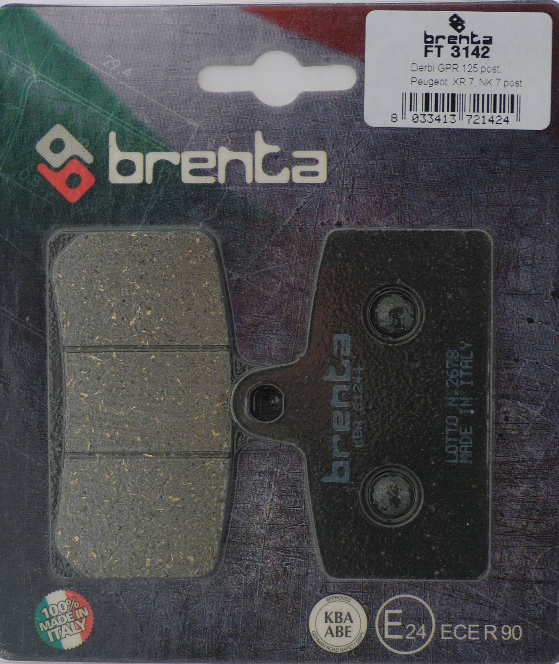 Brenta Bremsbeläge Organische Motorrad für Aprilia RS4 50 (4T), RS 125 (4T), BLATA Enduro 125 von BRENTA