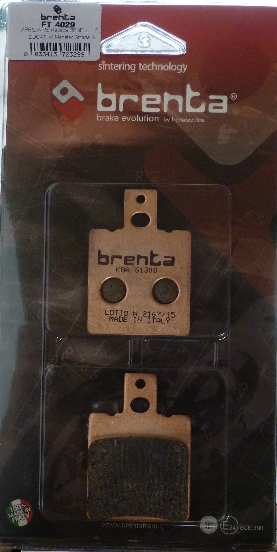 Brenta Bremsbeläge Sinter Moto für ACCOSSATO CE 50, ALFER MC 80, Aprilia RS 50 von BRENTA