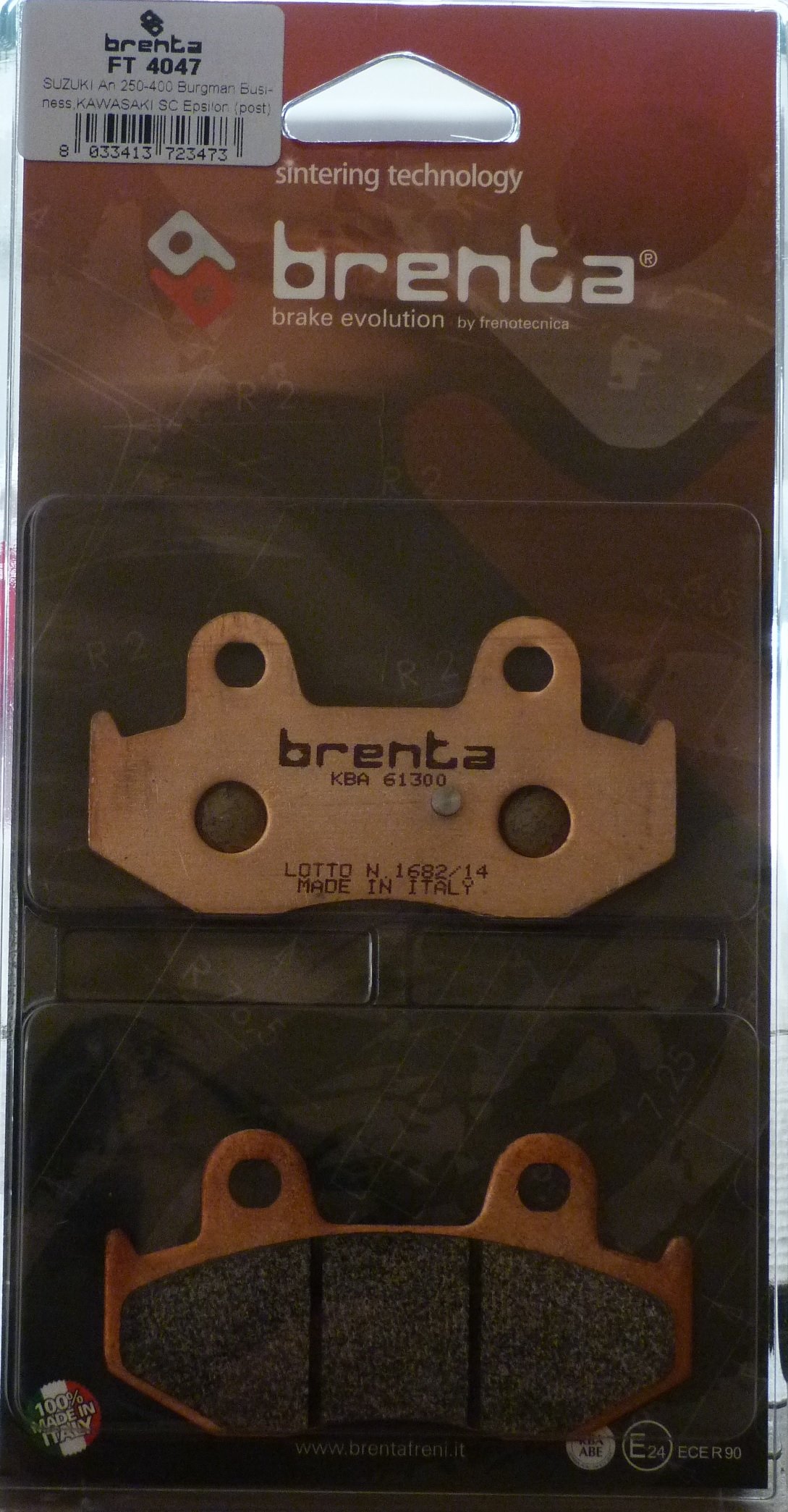 Brenta Bremsbeläge Sinter Moto für Kawasaki SC 250 Epsilon, Suzuki UX 125 Sixteen von BRENTA