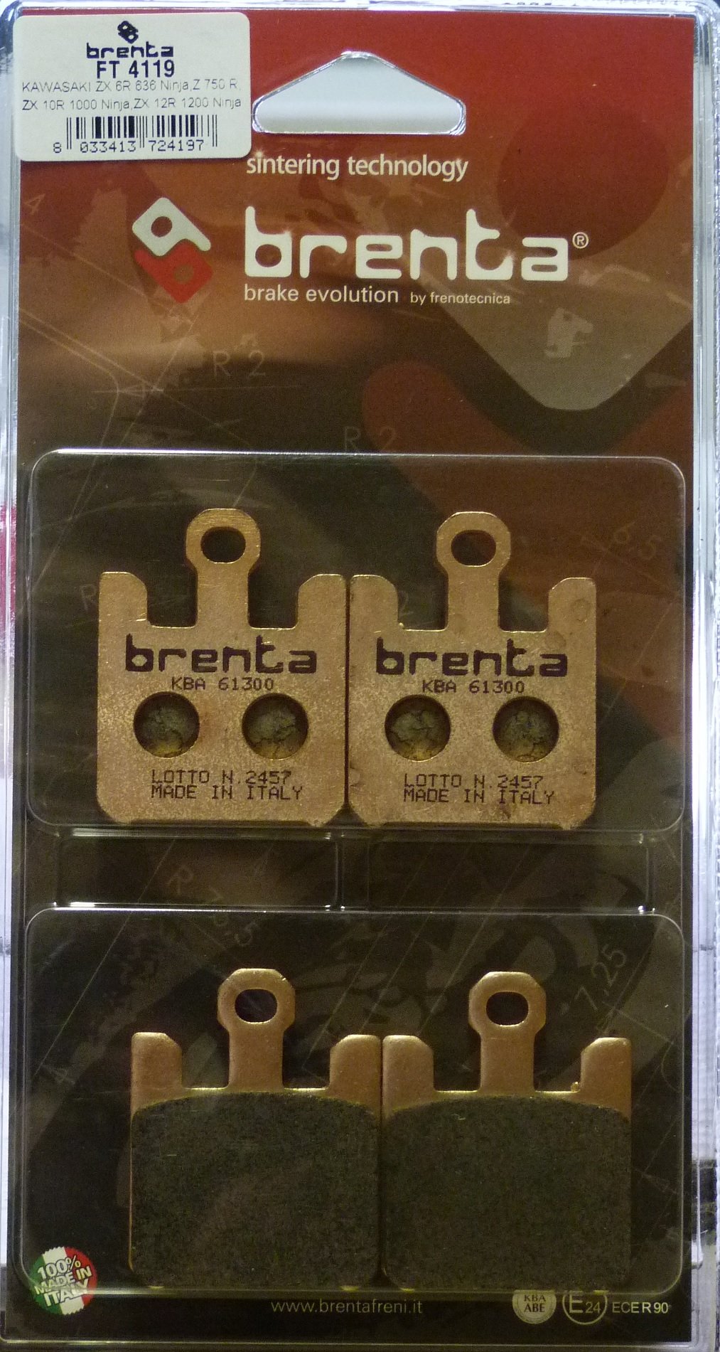 Brenta ft 4119 Bremsbeläge Sinter Moto, Set von 2 von BRENTA