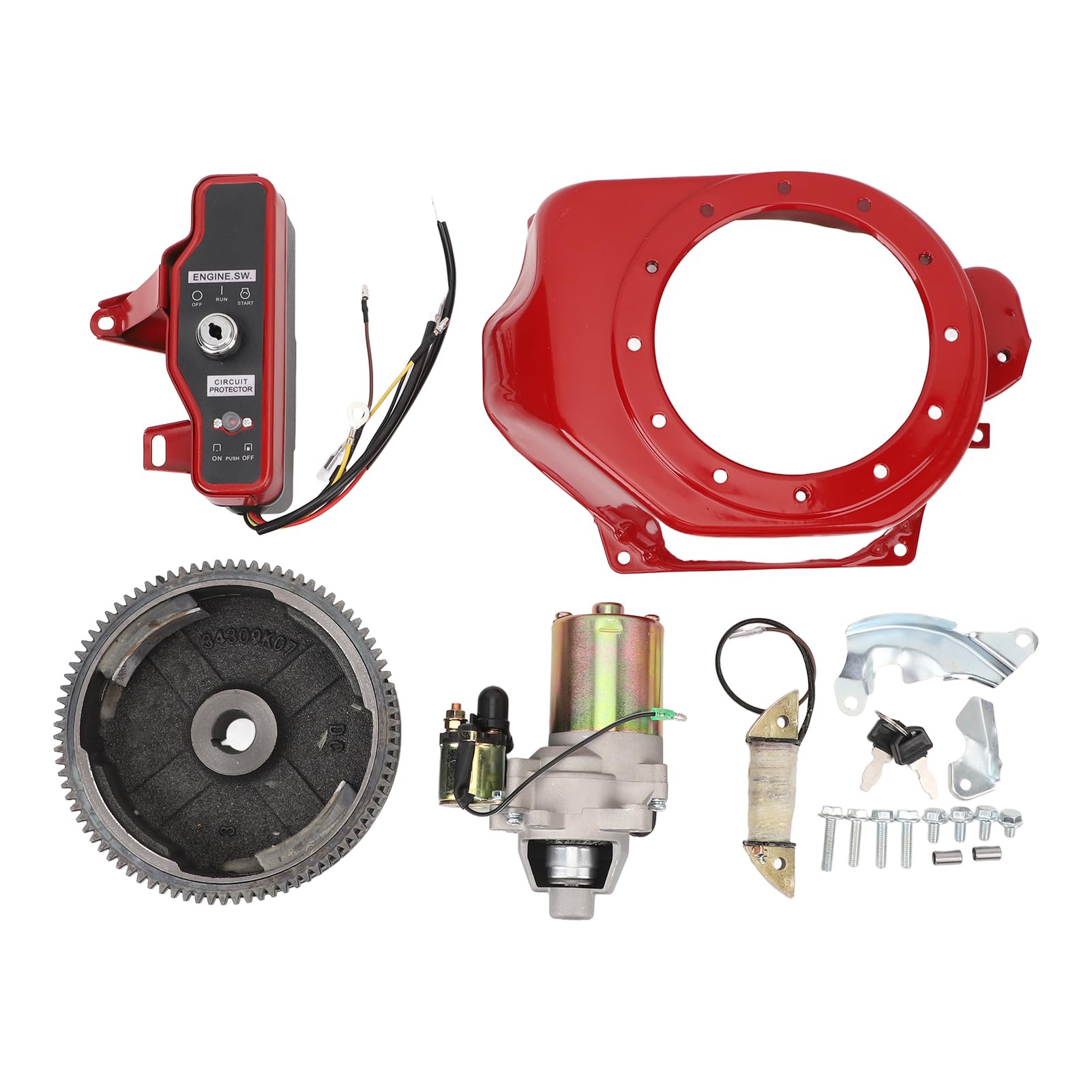 Elektrostarter-Kit, Sanfterer Startschalter, Anlassermotor, Zündung, Schwungradabdeckung, Anlassermotor, Zündbox, Schwungradabdeckung für GX160 GX200 5,5 PS 6,5 PS 4-Takt-Motoren von BRILVERDE