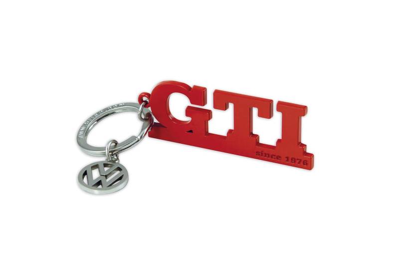 BRISA VW Collection - Volkswagen Metall Schlüssel-Anhänger-Ring Schlüsselbund-Accessoire Keyholder im GTI Design (Schriftzug Rot) von BRISA