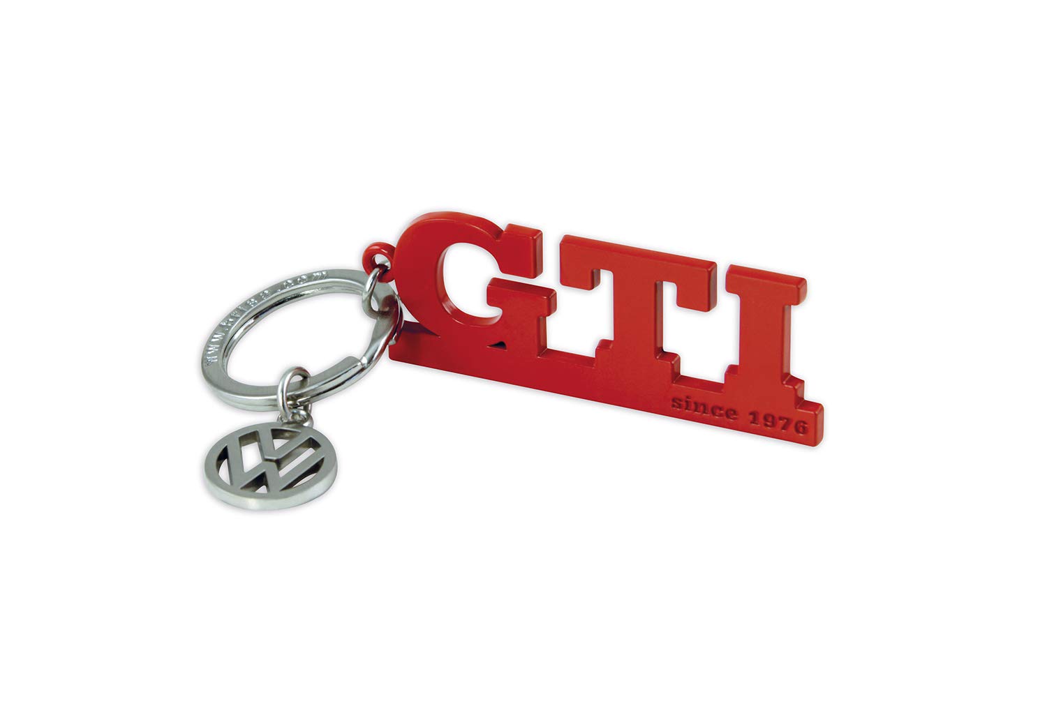 BRISA VW Collection - Volkswagen Metall Schlüssel-Anhänger-Ring Schlüsselbund-Accessoire Keyholder im GTI Design (Schriftzug Rot) von BRISA