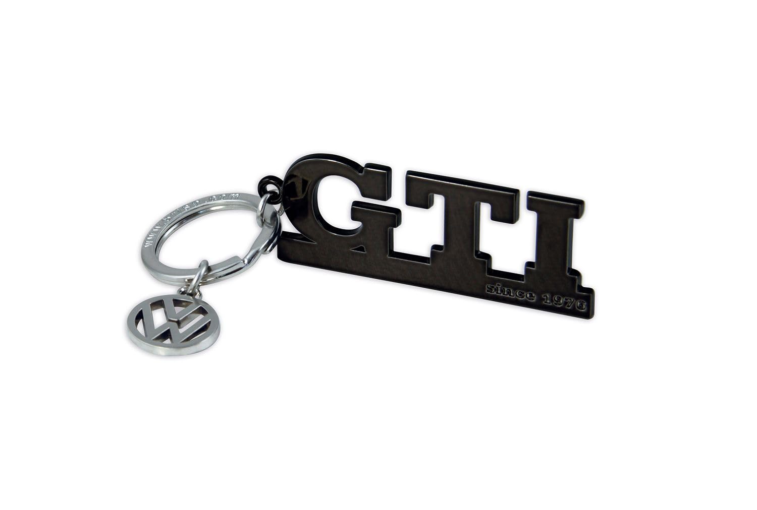 BRISA VW Collection - Volkswagen Metall Schlüssel-Anhänger-Ring Schlüsselbund-Accessoire Keyholder im GTI Design (Schriftzug Schwarz) von BRISA