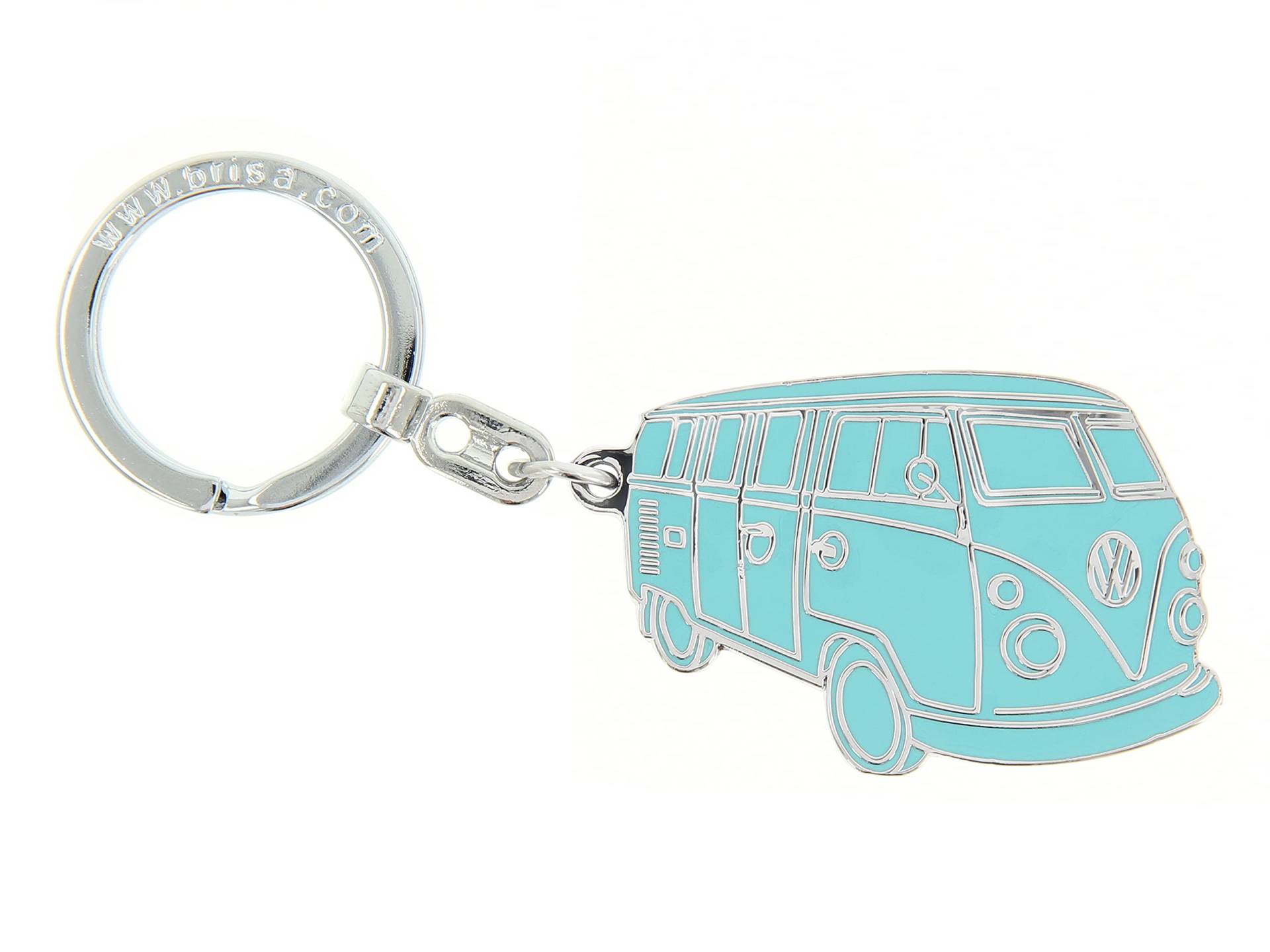 BRISA VW Collection - Volkswagen Metall Schlüssel-Anhänger-Ring Schlüsselbund-Accessoire Keyholder im T1 Bulli Bus Design (Silhouette/Türkis) von BRISA