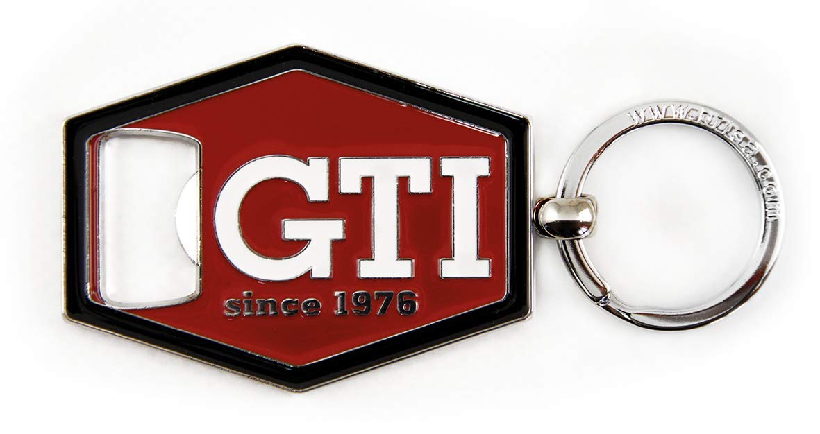 BRISA VW Collection - Volkswagen Schlüssel-Anhänger-Ring Schlüsselbund-Accessoire Keyholder mit Bier-Flaschen-Öffner im GTI Design (Sechseck/Rot) von BRISA