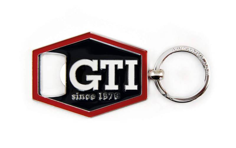 BRISA VW Collection - Volkswagen Schlüssel-Anhänger-Ring Schlüsselbund-Accessoire Keyholder mit Bier-Flaschen-Öffner im GTI Design (Sechseck/Schwarz) von BRISA