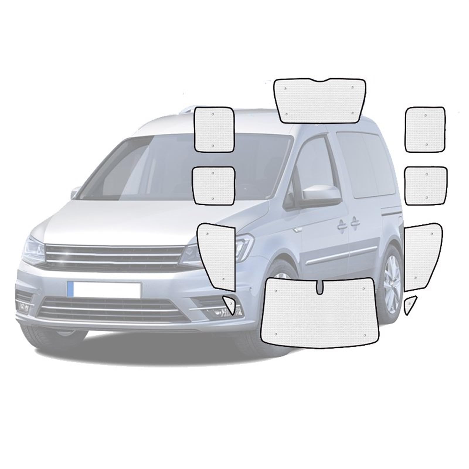 Auto Sonnenschutz Für VW Für Caddy MK3 2K Für Maxi 2003-2019 Auto Sonnenschirm Fenster Visier Auto Volle Abdeckungen Sonnenblende Autofenster Sonnenblende(Color:Kurzachswagen All) von BROEL