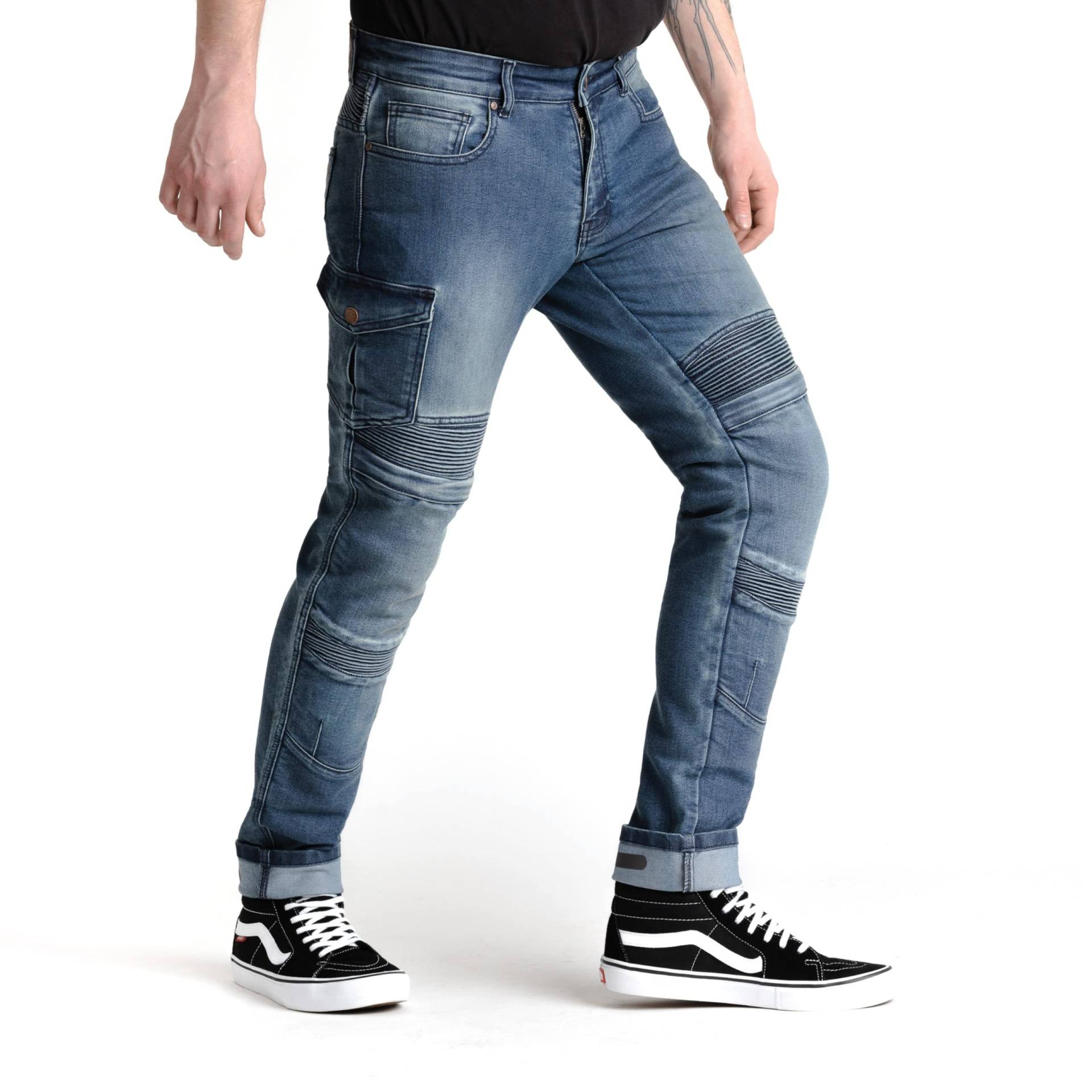 BROGER Ohio MotorradJeans Herren | Aramidfaser Futter | SAS-Tec Knie-Hüft-Steißbein-Protektoren | Reflektierende Elemente | Tapered Fit von BROGER