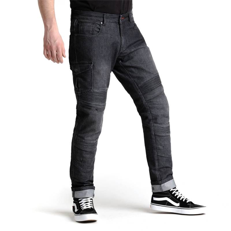 BROGER Ohio MotorradJeans Herren | Aramidfaser Futter | SAS-Tec Knie-Hüft-Steißbein-Protektoren | Reflektierende Elemente | Tapered Fit von BROGER