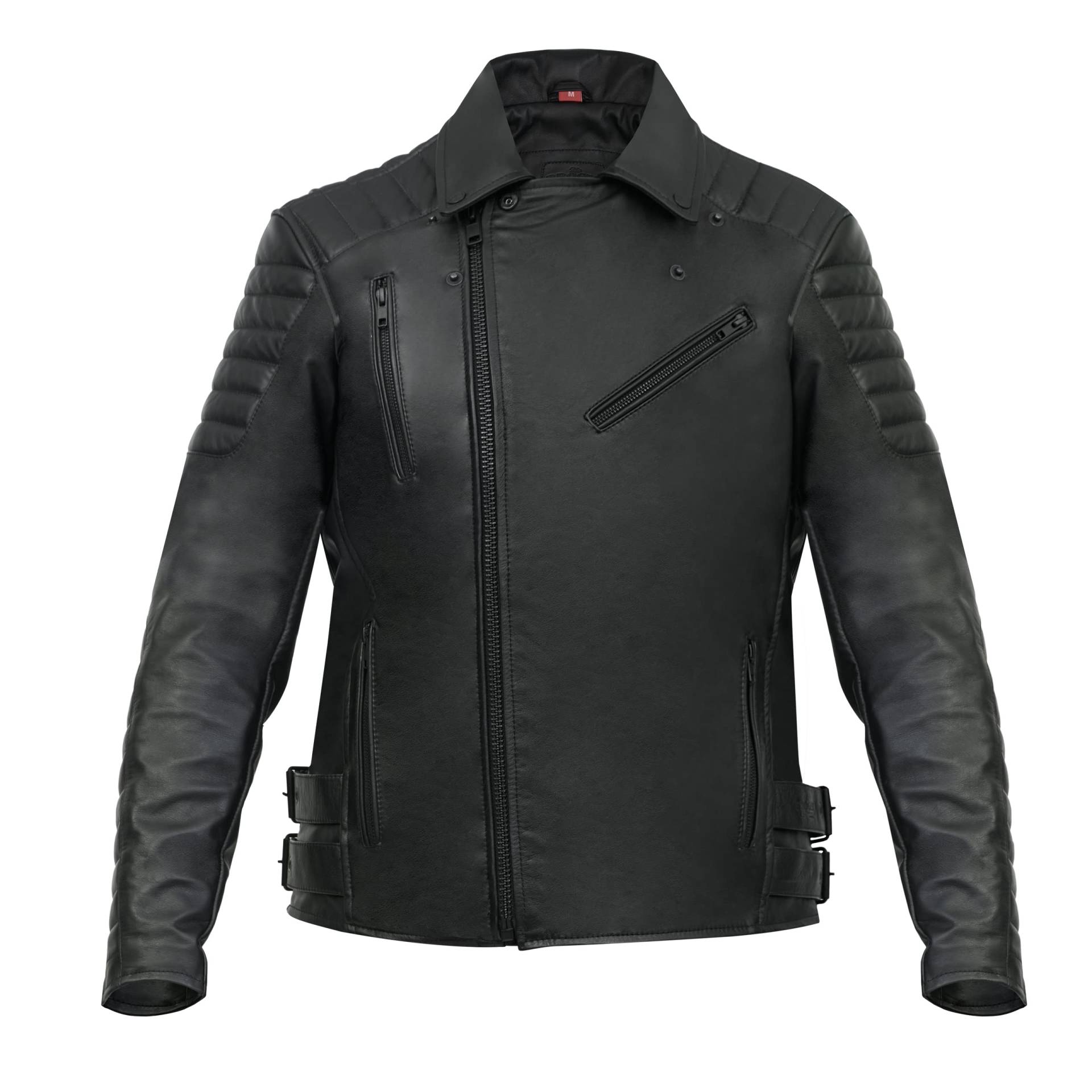 BROGER Ohio Motorradjacke Herren | Leder | Ellenbogen und Schulterprotektoren SAS-TEC Stufe 2 | 2 Belüftungskanäle | Rückenprotektor Tasche von BROGER