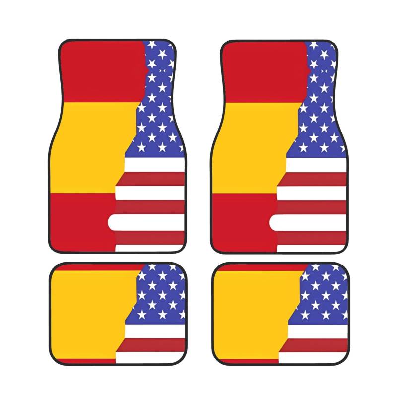 BROLEO Auto Fußmatten Set 4-teilig - Neopren Allwetter Full Set Fußmatten für PKW LKW SUV Amerikanische Spanien Flagge Bild von BROLEO