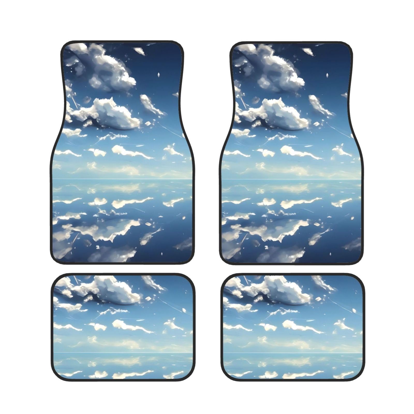 BROLEO Auto Fußmatten Set 4-teilig - Neopren Allwetter Full Set Fußmatten für PKW LKW SUV Blauer Himmel und Weiße Wolken Bild von BROLEO