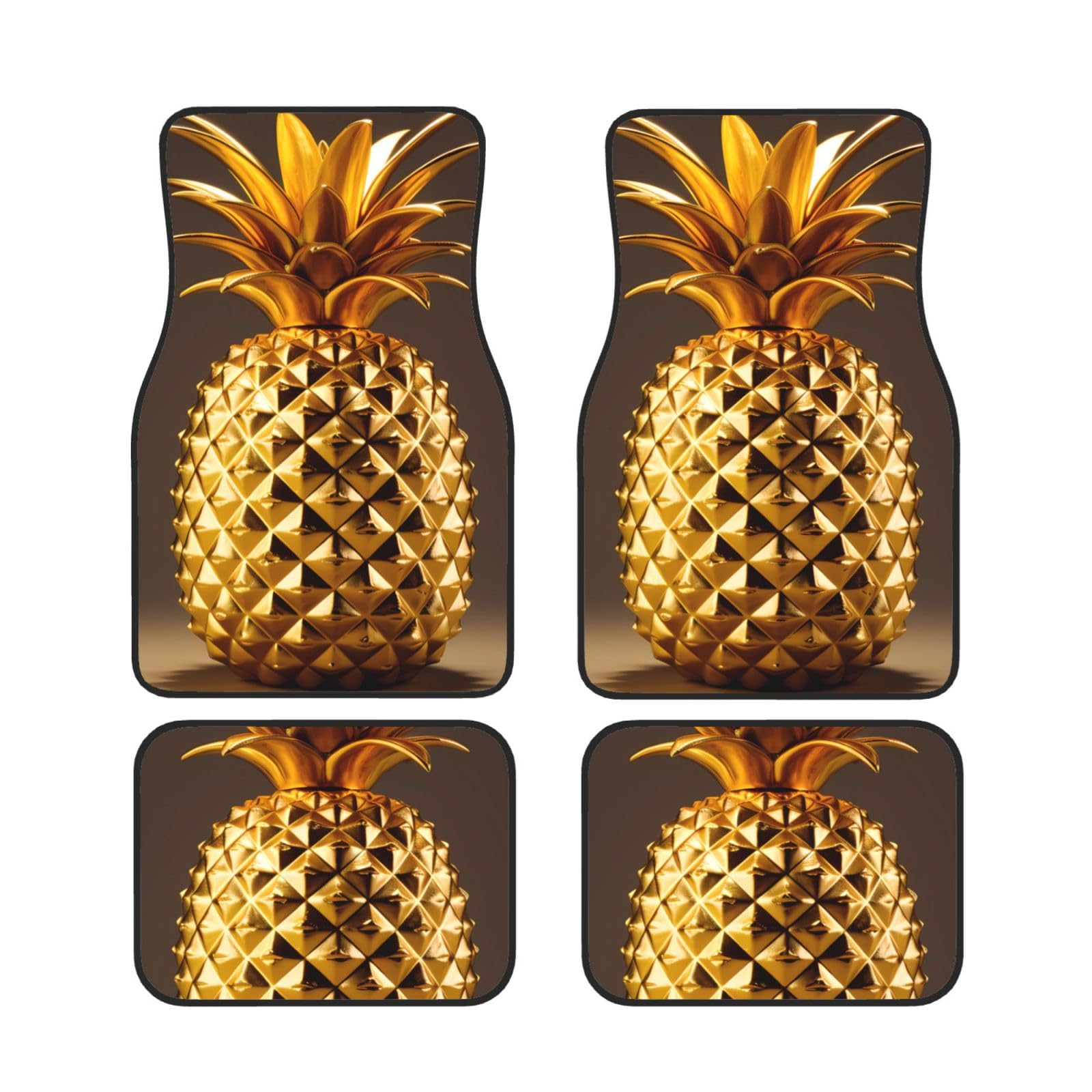 BROLEO Auto Fußmatten Set 4-teilig - Neopren Allwetter Full Set Fußmatten für PKW LKW SUV Gold Ananas Bild von BROLEO