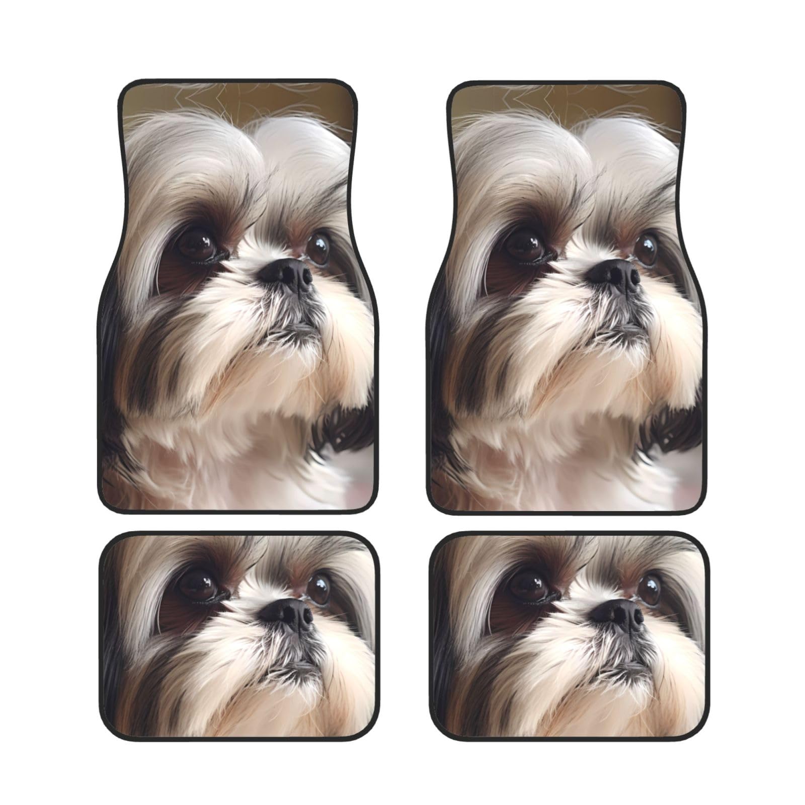 BROLEO Auto Fußmatten Set 4-teilig - Neopren Allwetter Full Set Fußmatten für PKW LKW SUV Shih Tzu Hundebild von BROLEO