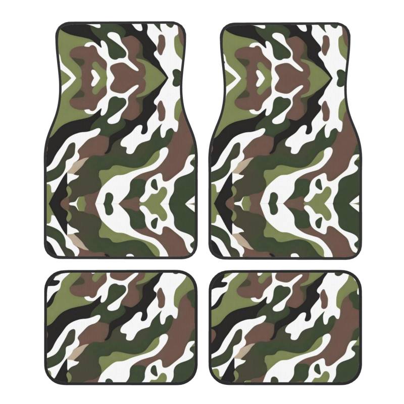 BROLEO Autofußmatten mit Camouflage-Muster, 4 Stück, für alle Autos, leicht zu reinigen, rutschfest, verschönert den Innenraum, schützt Autos von BROLEO