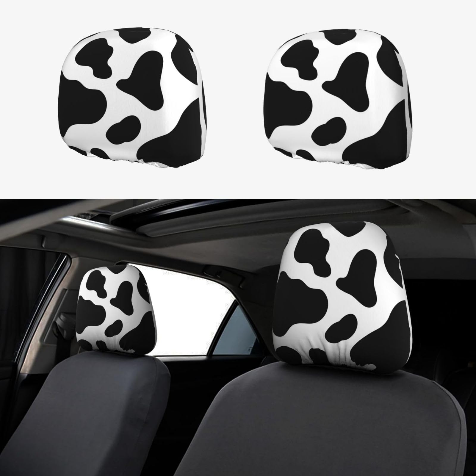 BROLEO Autositzbezug mit Kuh-Punktbild, 2-teiliges Set, Innenzubehör, Dekoration, passend für Autos, Lieferwagen, LKWs, Universal-Sitzzubehör von BROLEO