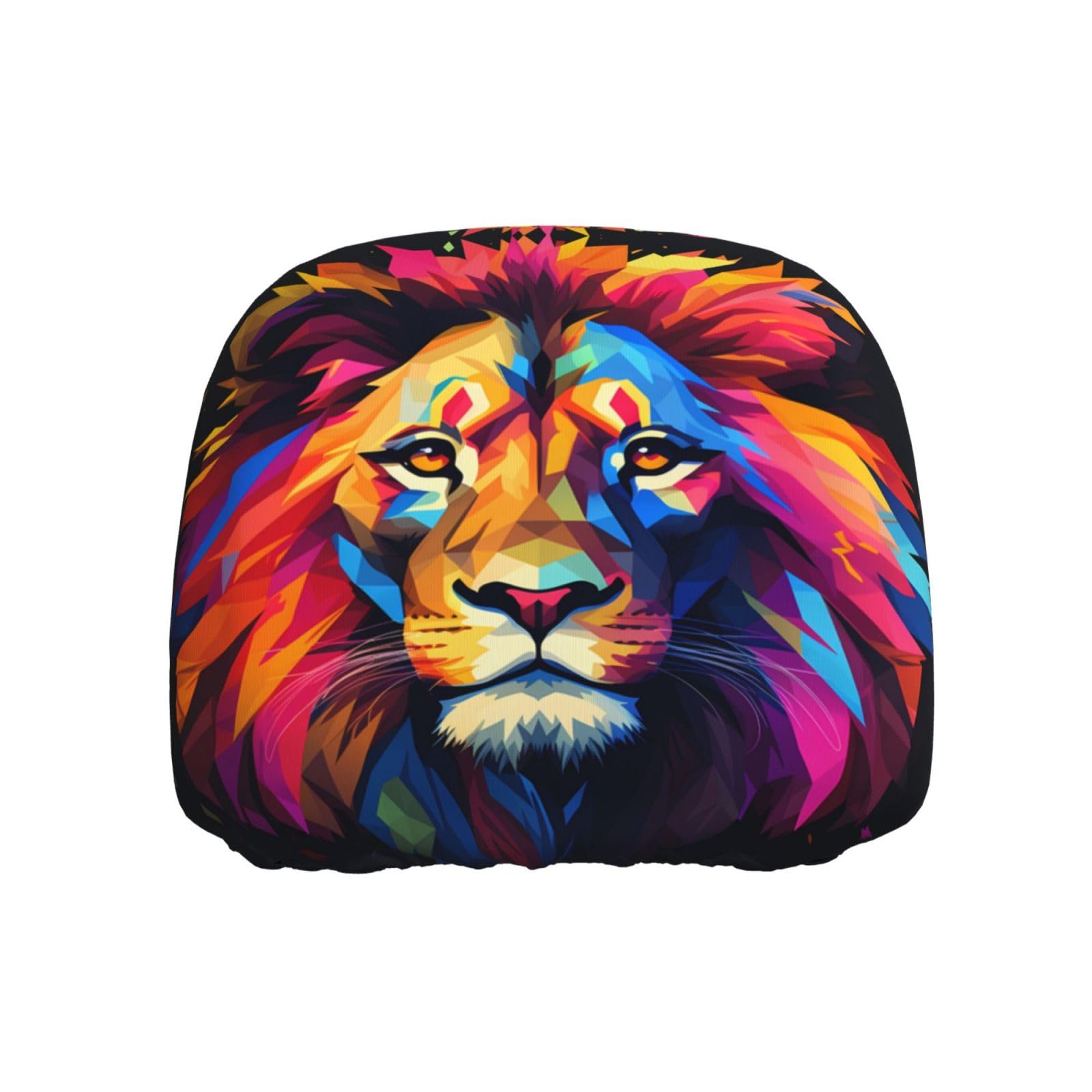 BROLEO Cartoon Cool Lion Bild Auto Kopfstützenbezug 1 Stück Weich und Bequem Elastisches Autozubehör von BROLEO