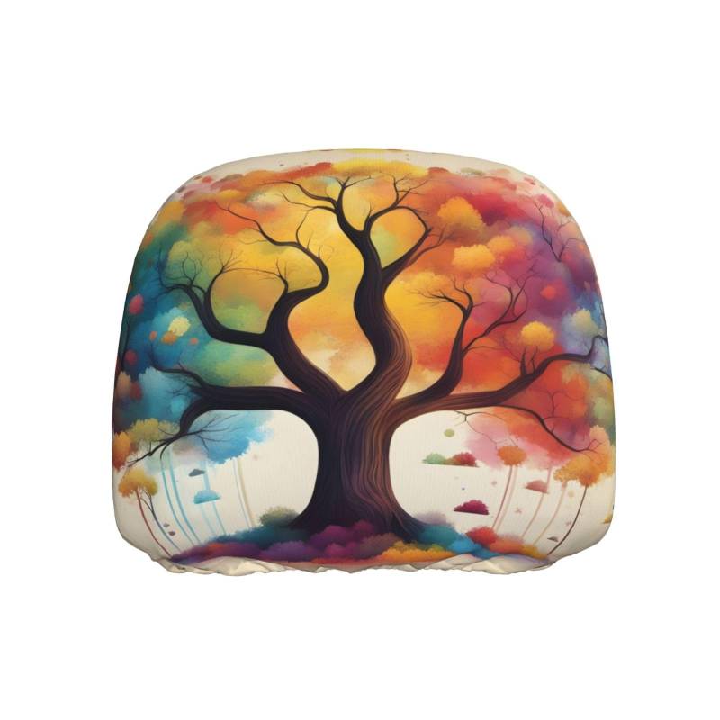 BROLEO Colorful Life Trees Kopfstützenbezug, 1 Stück, weich und bequem, elastisches Autozubehör von BROLEO