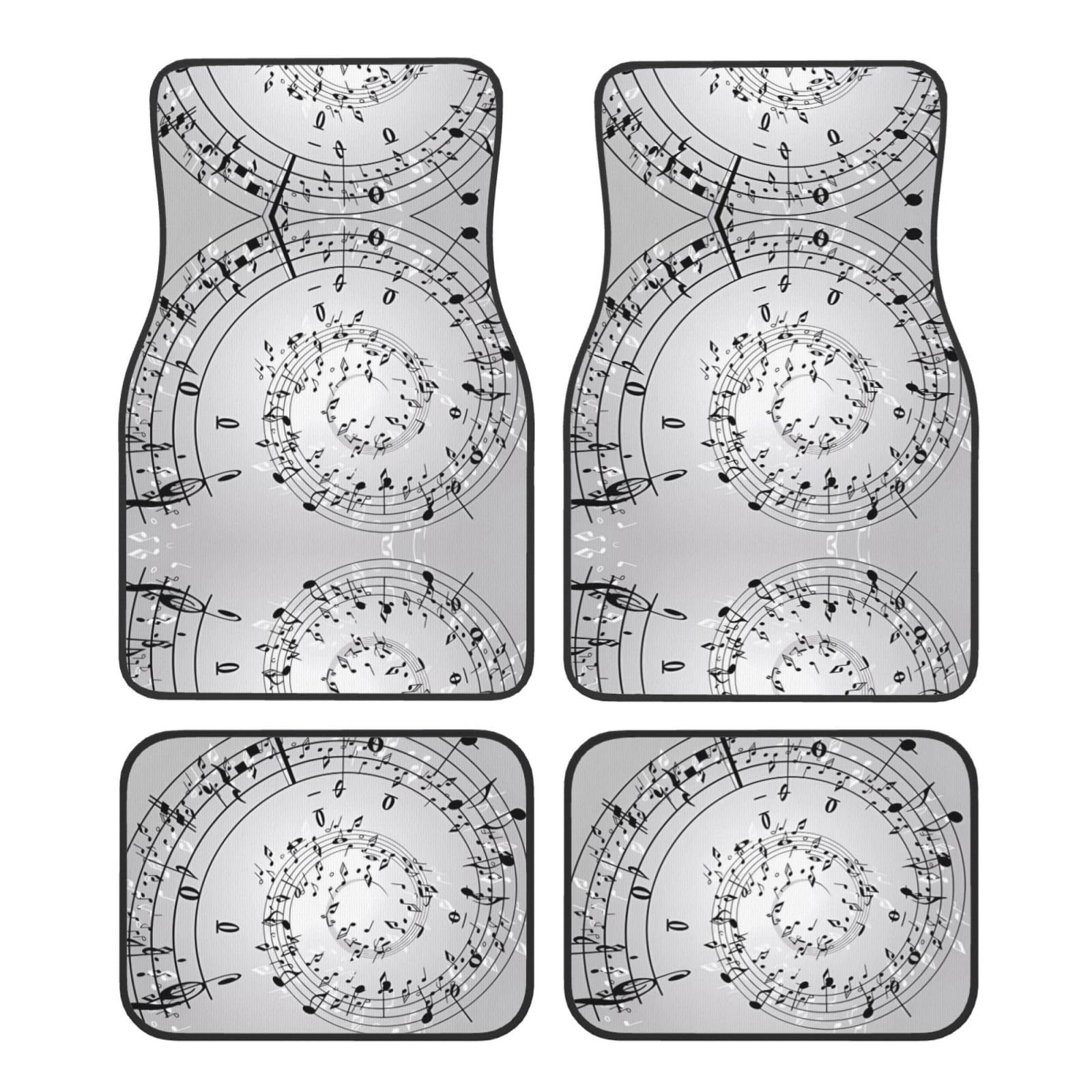 BROLEO Crystal Velvet Automatten – für alle Autos – leicht zu reinigen, lichtbeständig – verschönern den Innenraum, schützen und personalisieren – schwarzer Rand – Set mit 4 Musiknoten-Wanddrucken von BROLEO