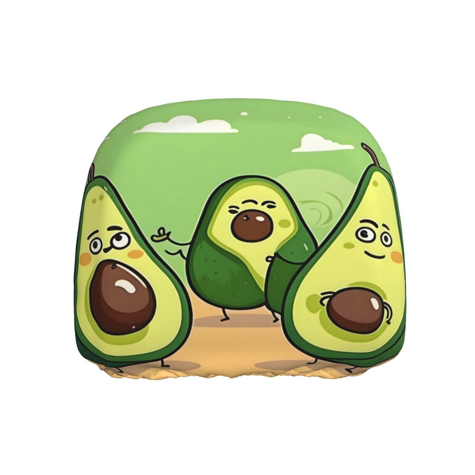 BROLEO Funny Cartoon Avocados Picture Car Headrest Cover 1 Piece Soft and Comfortable Elastic Car Accessories von BROLEO