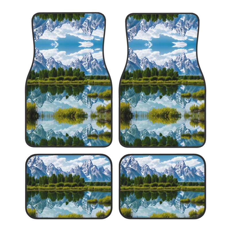 BROLEO Grand Teton National Park Prints Automatten Set von 4 – alle Autos – leicht zu reinigen, rutschfest – verschönern den Innenraum und schützen Autos von BROLEO