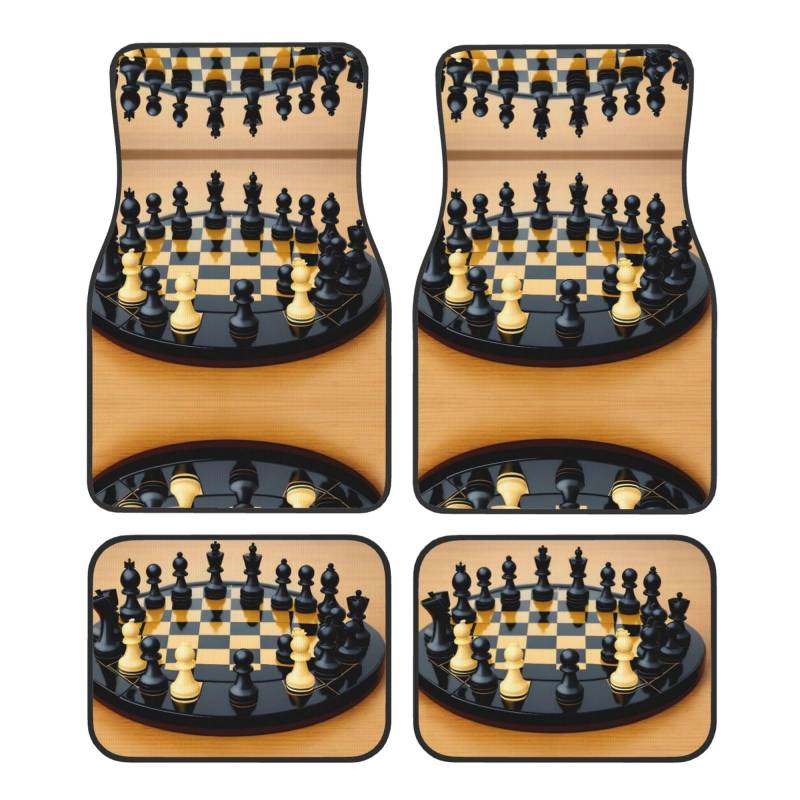 BROLEO International Chess Prints Automatten Set von 4 – alle Autos – leicht zu reinigen, rutschfest – verschönern den Innenraum und schützen Autos von BROLEO