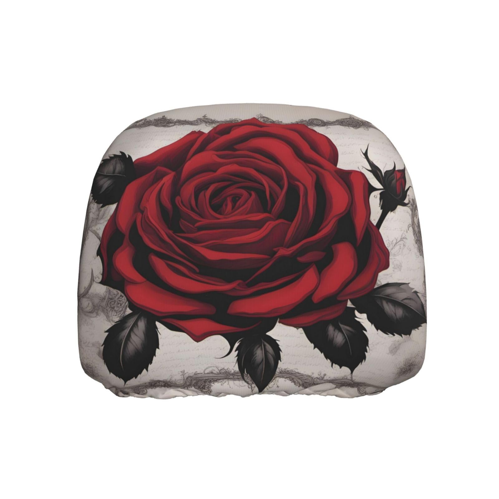 BROLEO Kopfstützenbezug mit Gothic-Rose, 1 Stück, weich und bequem, elastisch, Autozubehör von BROLEO