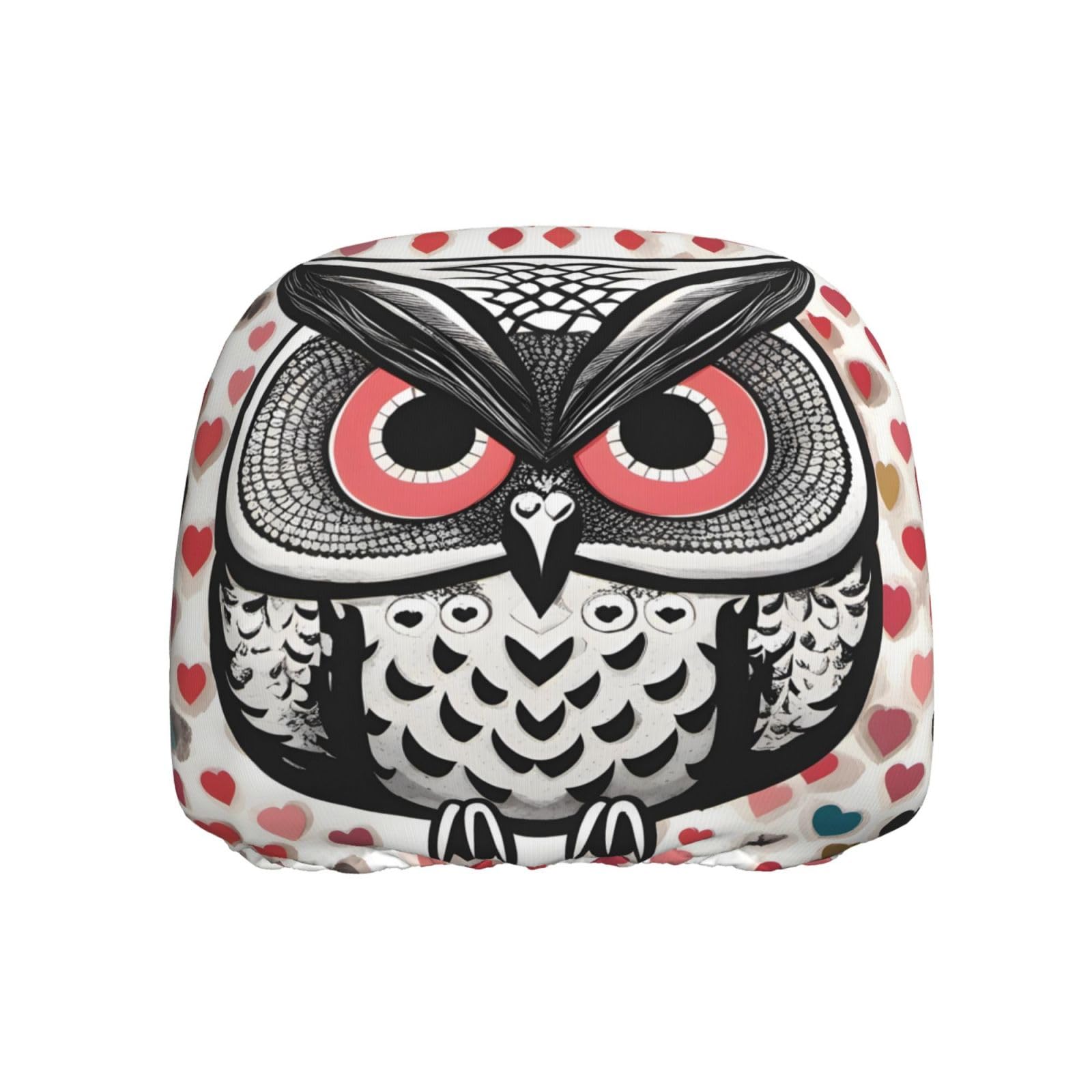 BROLEO Love Owl Bild Auto Kopfstützenbezug, 1 Stück, weich und bequem, elastisches Autozubehör von BROLEO