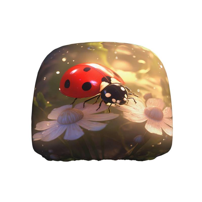 BROLEO Lovely Ladybug Bild Auto Kopfstützenbezug, 1 Stück, weich und bequem, elastisches Autozubehör von BROLEO