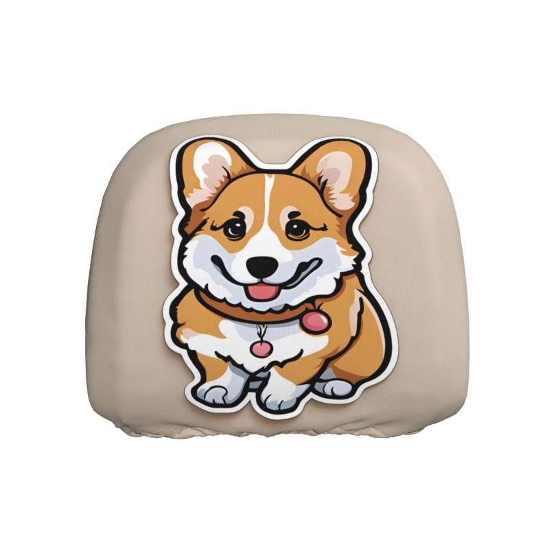 BROLEO Niedlicher Corgi Hinterkopfstützenbezug, 1 Stück, weich und bequem, elastisches Autozubehör von BROLEO