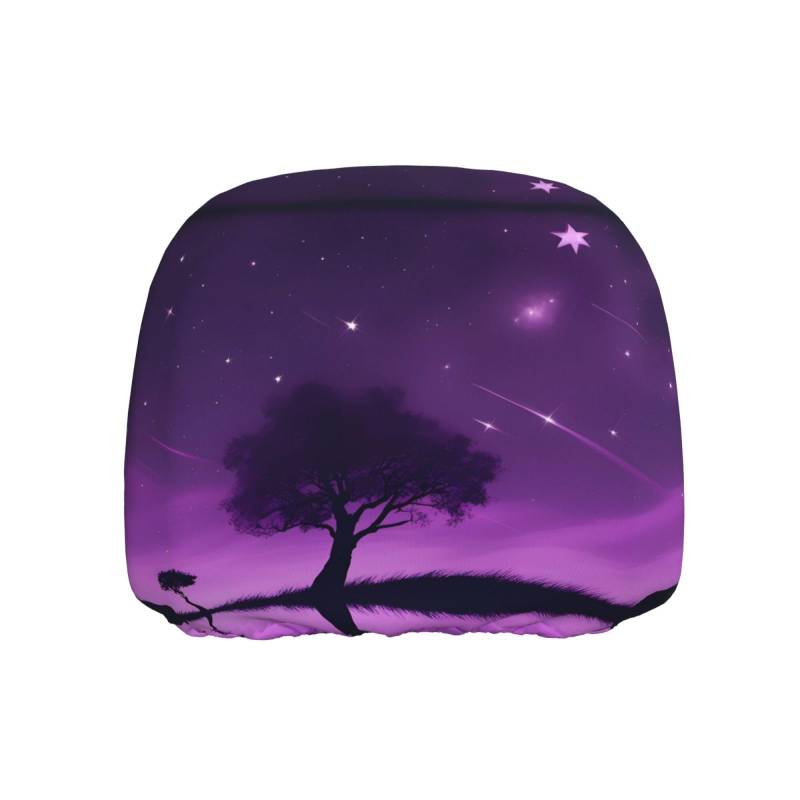 BROLEO Purple Night Picture Auto Kopfstützenbezug, 1 Stück, weich und bequem, elastisches Autozubehör von BROLEO