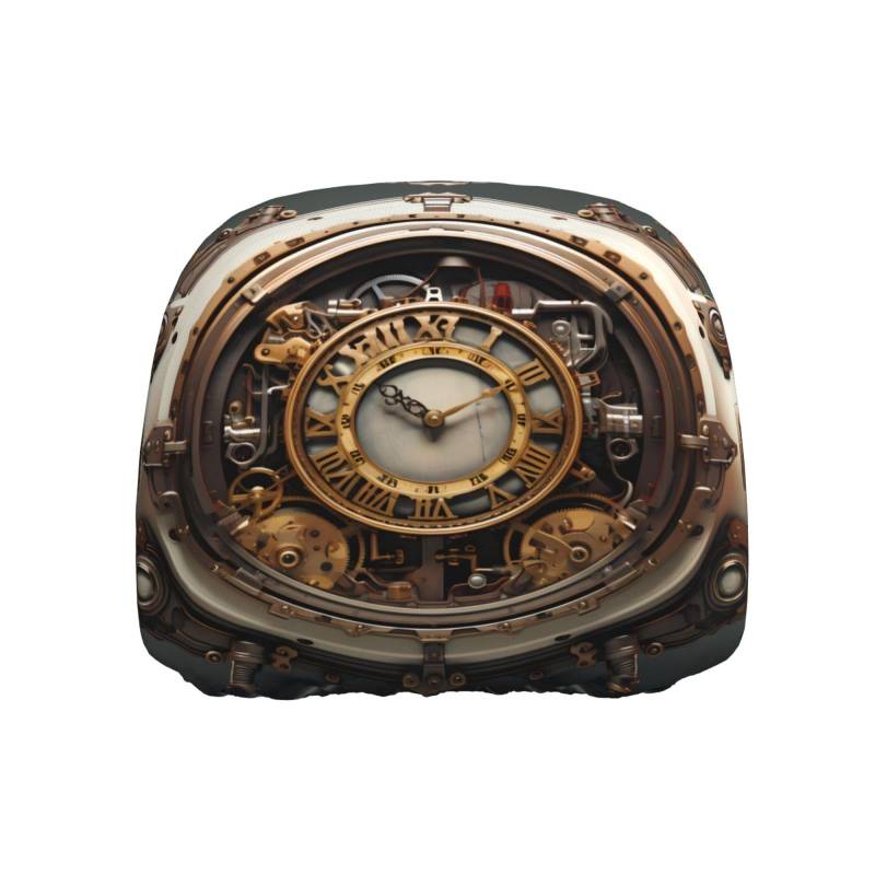 BROLEO Steampunk-Uhr-Bildqualität, Auto-Kopfstützenbezug, 1 Stück, bequemes, elastisches Autozubehör von BROLEO