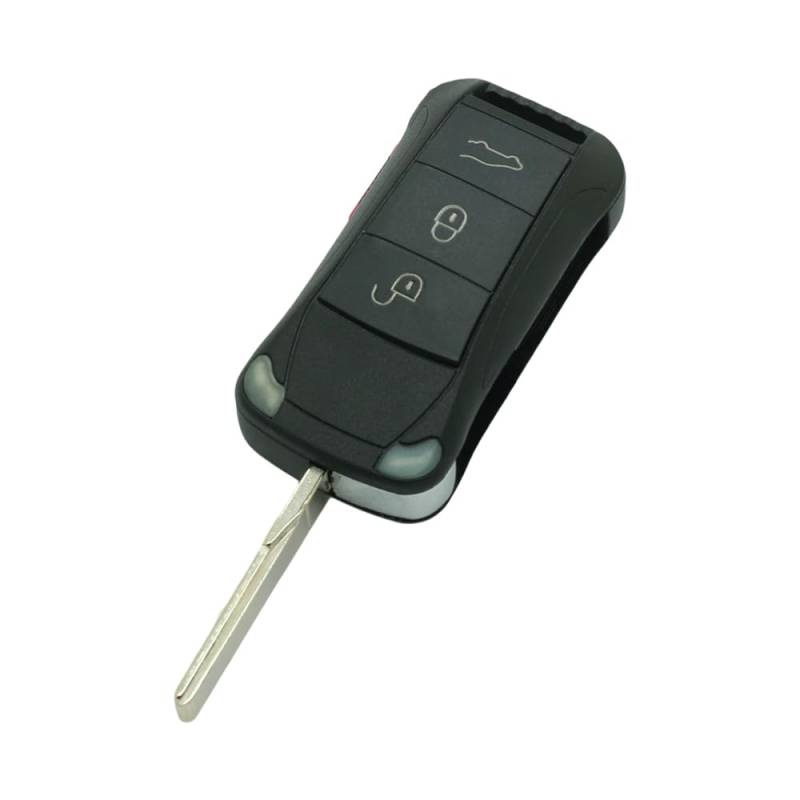 BROVACS Ersatz-Schlüsselgehäuse, kompatibel mit Porsche Cayenne 4 Tasten Keyless Entry Flip Remote Key Case Fob 3 BTN Panic PG922A von BROVACS