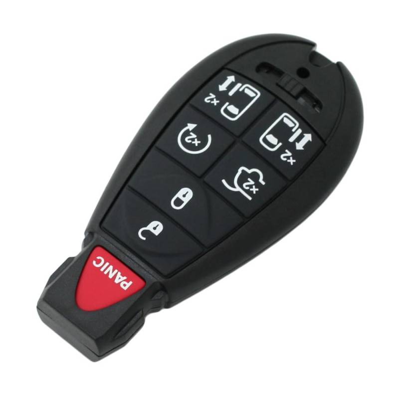 BROVACS Ersatz-Schlüsselgehäuse + ungeschliffener Blanko-Notfall-Einsatzschlüssel, kompatibel mit Chrysler Dodge Jeep 7 Tasten Smart Keyless Entry Remote Key Case Fob 6 BTN + Panic PG753M von BROVACS