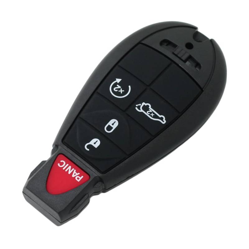 BROVACS Ersatz-Schlüsselgehäuse + ungeschnittener Blanko-Notfall-Einsatzschlüssel, kompatibel mit Dodge Jeep 5 Tasten Smart Keyless Entry Remote Key Case Fob 4 BTN + Panic PG753G von BROVACS