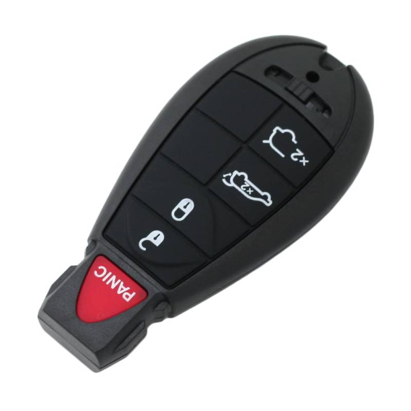 BROVACS Ersatz-Schlüsselgehäuse + ungeschnittener Rohling Notfall-Einsatzschlüssel, kompatibel mit Jeep 5 Tasten Smart Keyless Entry Remote Key Case Fob 4 BTN + Panic PG753F von BROVACS