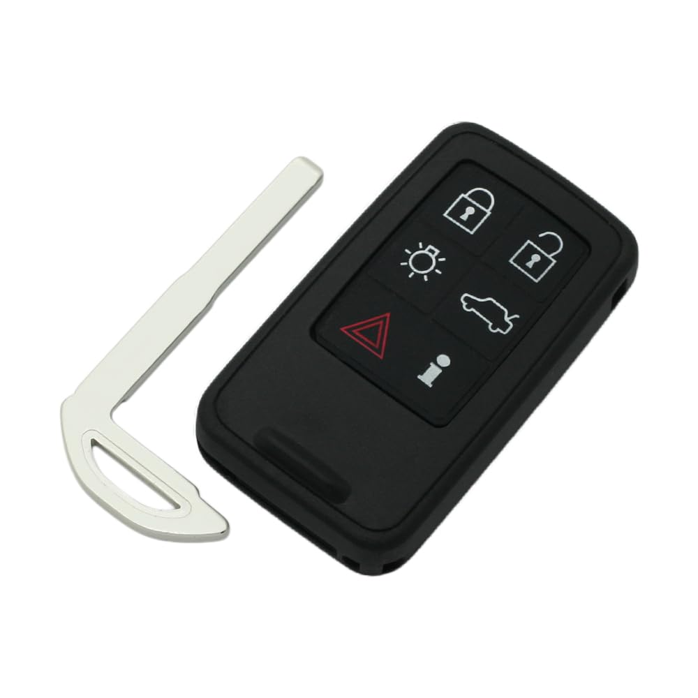 BROVACS Ersatz-Schlüsselgehäuse + ungeschnittener Rohling Notfall-Einsatzschlüssel, kompatibel mit Volvo 6 Tasten Smart Keyless Entry Remote Key Case Fob PG788C von BROVACS