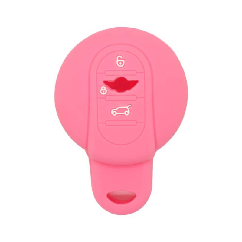 BROVACS Schlüssel Hülle Kompatibel mit BMW Mini Cooper 3 Tasten Smart Fernbedienung - Silikon Schutzhülle Schlüsselhülle Cover in Rosa (CV4906PK) von BROVACS