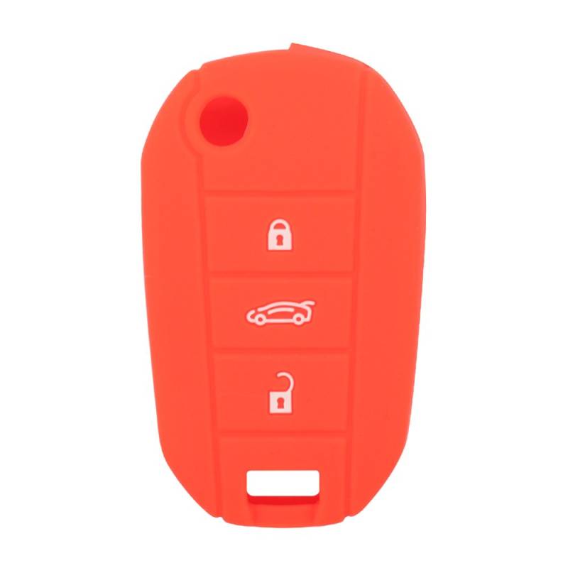 BROVACS Schlüssel Hülle Kompatibel mit Peugeot Citroen 3 Tasten Flip Fernbedienung - Silikon Schutzhülle Schlüsselhülle Cover in Orange (CV4300OR) von BROVACS