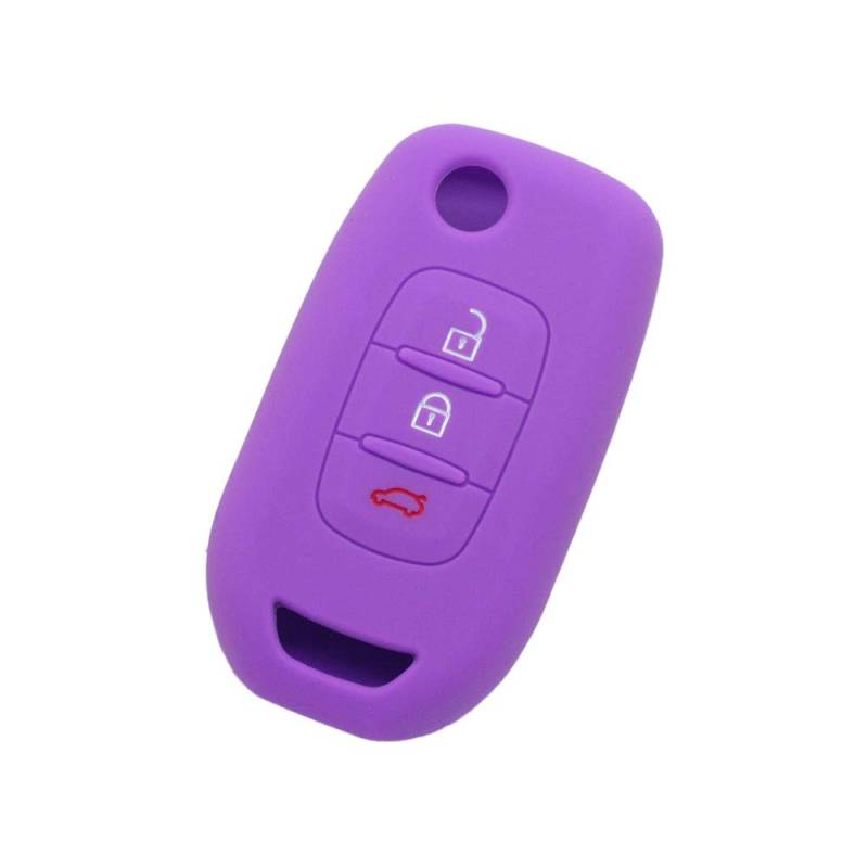 BROVACS Schlüssel Hülle Kompatibel mit Renault 3 Tasten Flip Fernbedienung - Silikon Schutzhülle Schlüsselhülle Cover in Violett (CV9354PU) von BROVACS